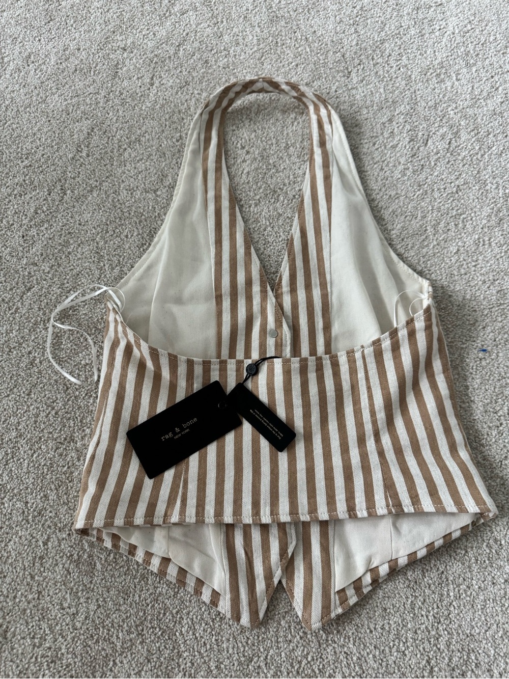 rag & bone Beige and White Striped Halter Vest - Picture 3 of 5